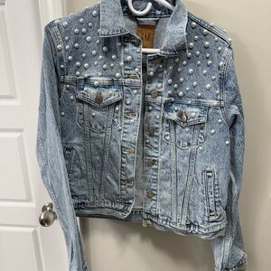GAP Blue Denim Jacket with Pearl Details